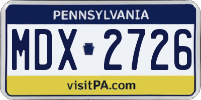 PA license plate MDX2726