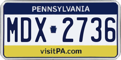 PA license plate MDX2736