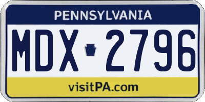 PA license plate MDX2796