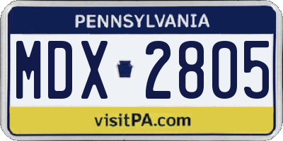PA license plate MDX2805