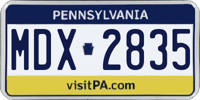 PA license plate MDX2835