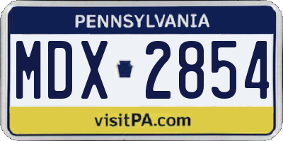 PA license plate MDX2854