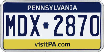 PA license plate MDX2870