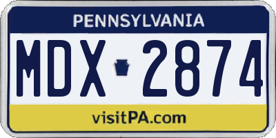 PA license plate MDX2874