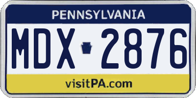 PA license plate MDX2876