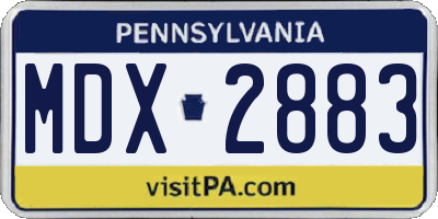 PA license plate MDX2883