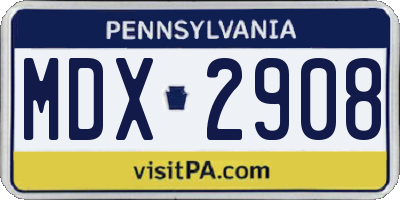 PA license plate MDX2908