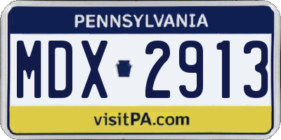 PA license plate MDX2913