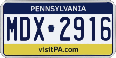 PA license plate MDX2916