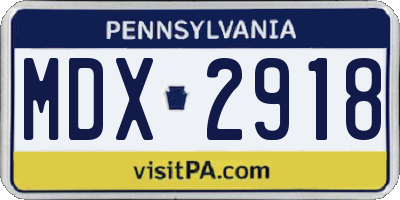 PA license plate MDX2918