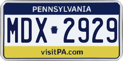 PA license plate MDX2929