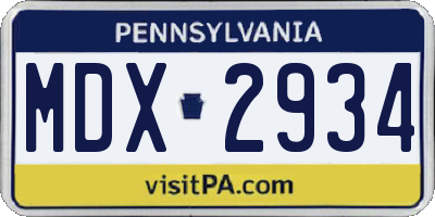 PA license plate MDX2934