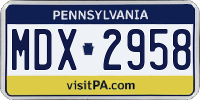 PA license plate MDX2958