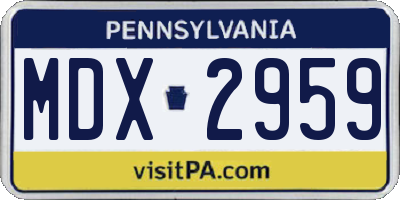 PA license plate MDX2959