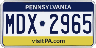 PA license plate MDX2965