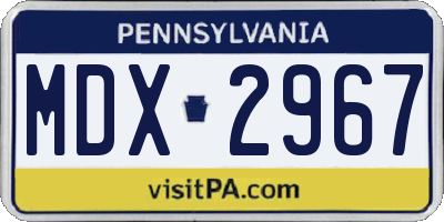 PA license plate MDX2967