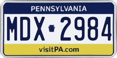 PA license plate MDX2984