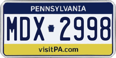PA license plate MDX2998