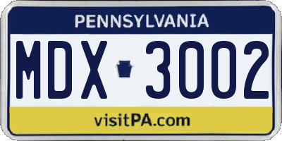 PA license plate MDX3002