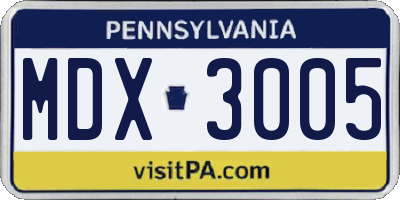 PA license plate MDX3005