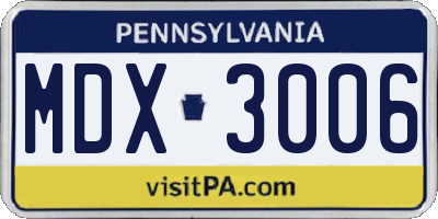 PA license plate MDX3006