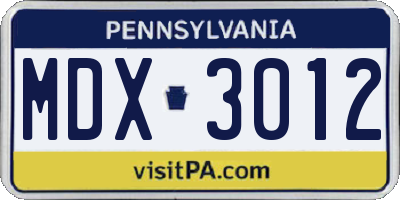 PA license plate MDX3012