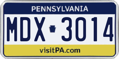 PA license plate MDX3014