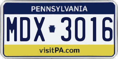 PA license plate MDX3016