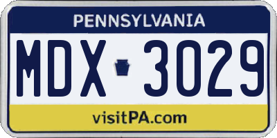 PA license plate MDX3029