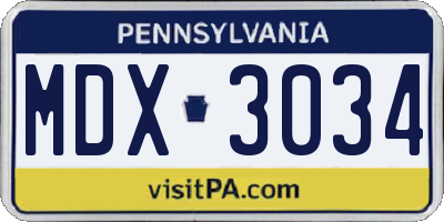 PA license plate MDX3034