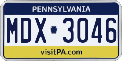 PA license plate MDX3046