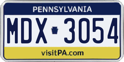 PA license plate MDX3054
