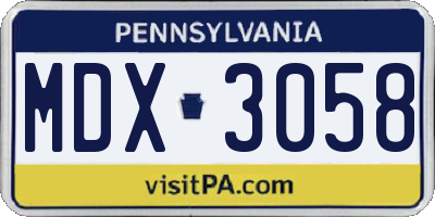 PA license plate MDX3058