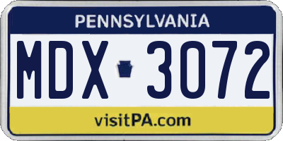 PA license plate MDX3072