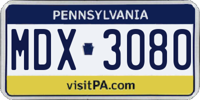 PA license plate MDX3080