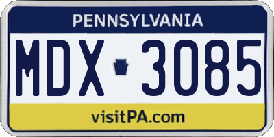PA license plate MDX3085