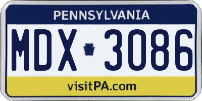 PA license plate MDX3086