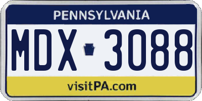 PA license plate MDX3088