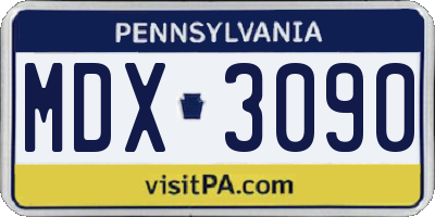 PA license plate MDX3090