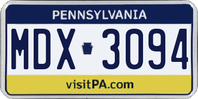 PA license plate MDX3094