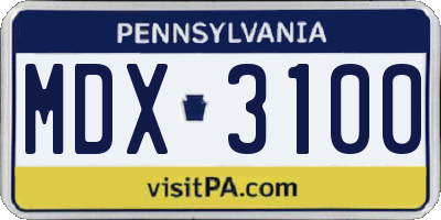 PA license plate MDX3100