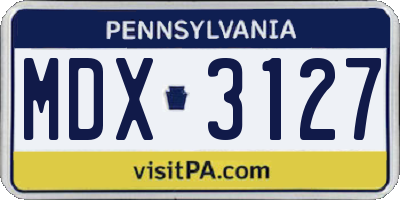 PA license plate MDX3127