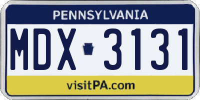 PA license plate MDX3131
