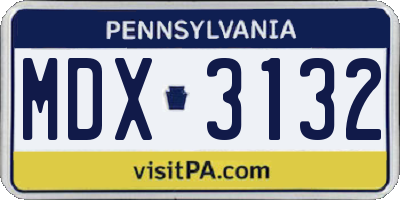 PA license plate MDX3132