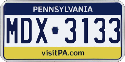 PA license plate MDX3133