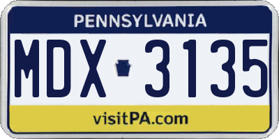 PA license plate MDX3135