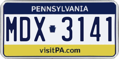PA license plate MDX3141