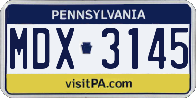 PA license plate MDX3145
