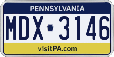 PA license plate MDX3146