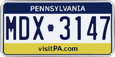 PA license plate MDX3147